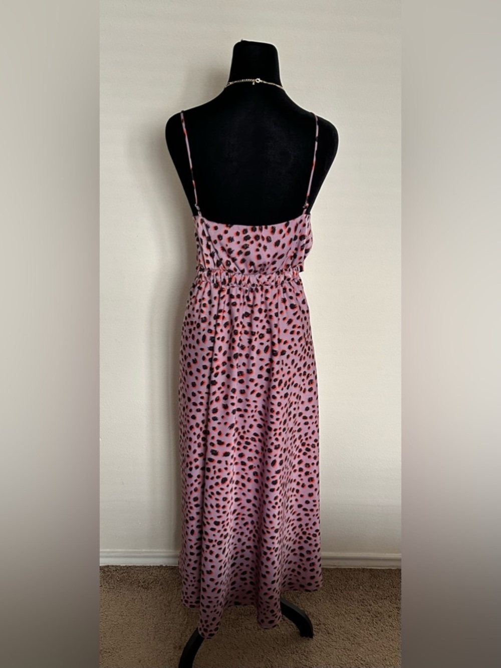 Vici Pink & Black Leopard Print Cutout Knot Maxi Dress Size L - Picture 2 of 12